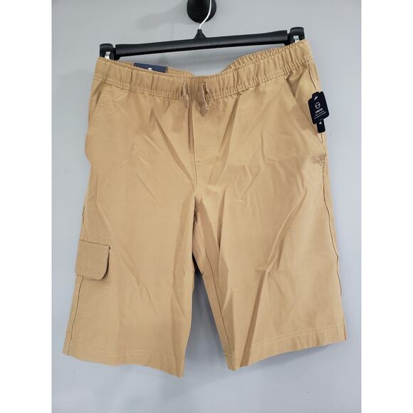 NEW IZOD BOY Size 14 HUSKY flat front stretch waist school‎ uniform khaki shorts - Picture 1 of 5
